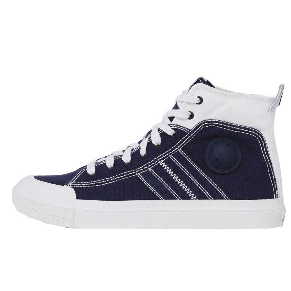 Diesel S-Astico Mid Lace Hi Top Trainers - Blue / White - so-ldn