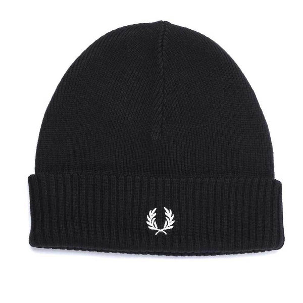 Fred Perry Roll Up Beanie Hat - Black C7142