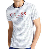 GUESS Striped Alden T-Shirt - White / Blue - so-ldn