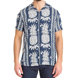 Guess Mens Hawaiian Print Short Sleeve Shirt -  Blue - so-ldn