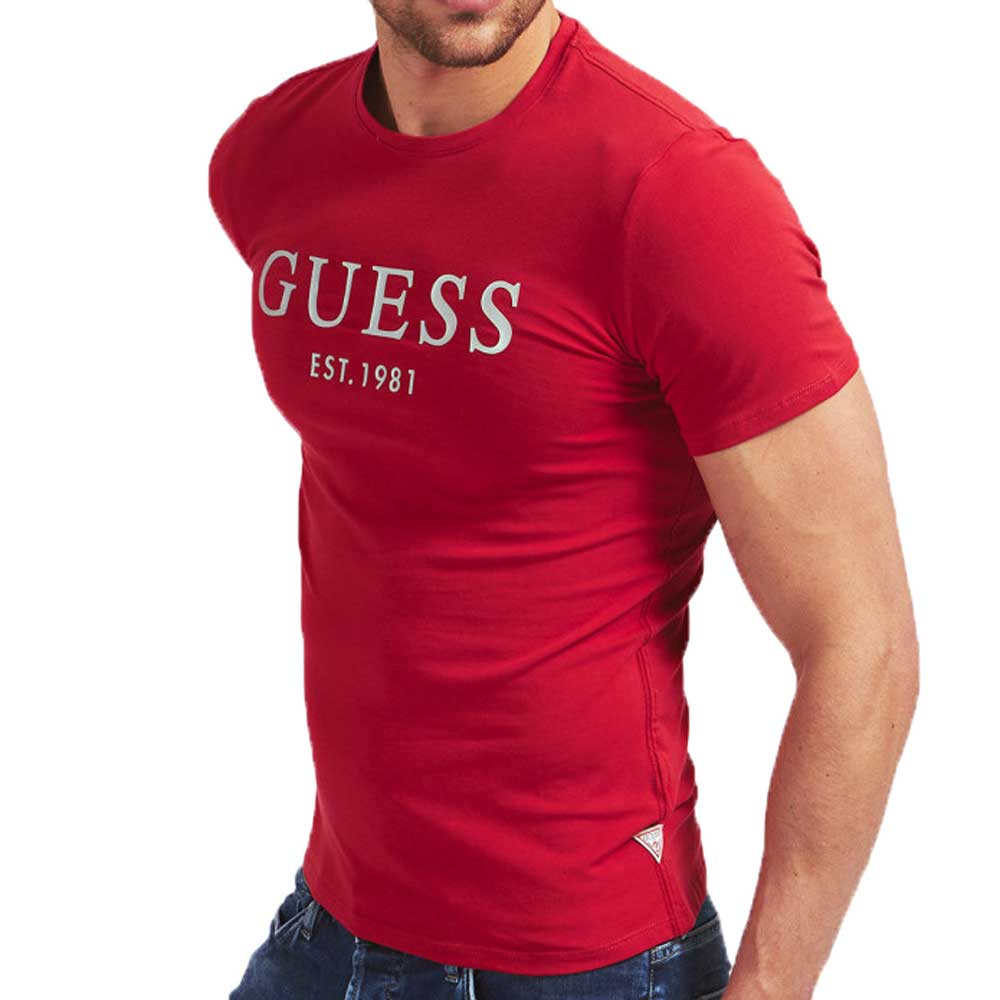 Logo Guess Heren Shirt Guess Logo Mens T-Shirt Red M0GI93J1300