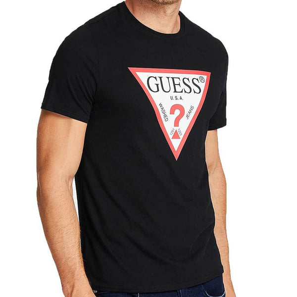 Guess Mens Original Logo Triangle T-Shirt - Black