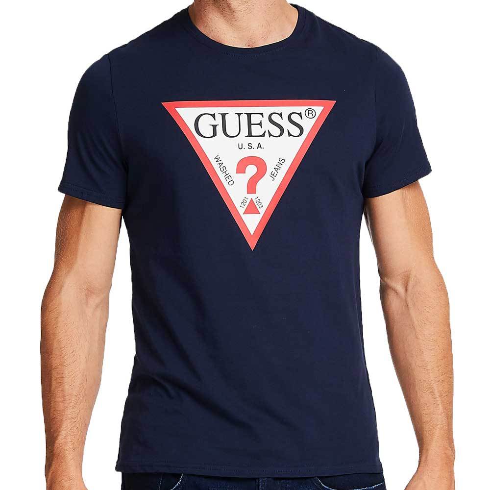 Guess Mens Original Logo Triangle T-Shirt - Navy
