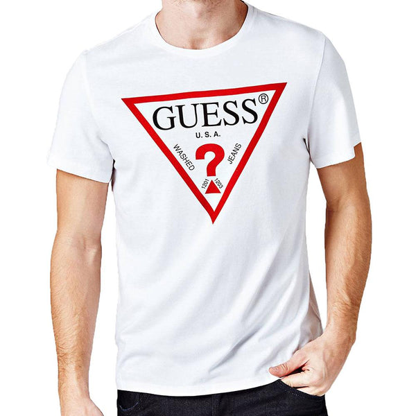 Guess Mens Original Logo Triangle T-Shirt - White - so-ldn