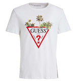 Guess Palm Tree Triangle  T-Shirt - White
