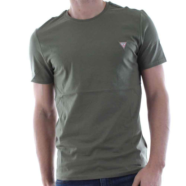 Guess Small Logo Crew Neck T Shirt  - Olive Green - so-ldn