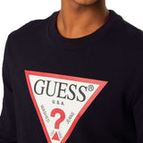 Guess Triangle Logo Crew Neck Sweatshirt - Black M02Q37K6ZS0
