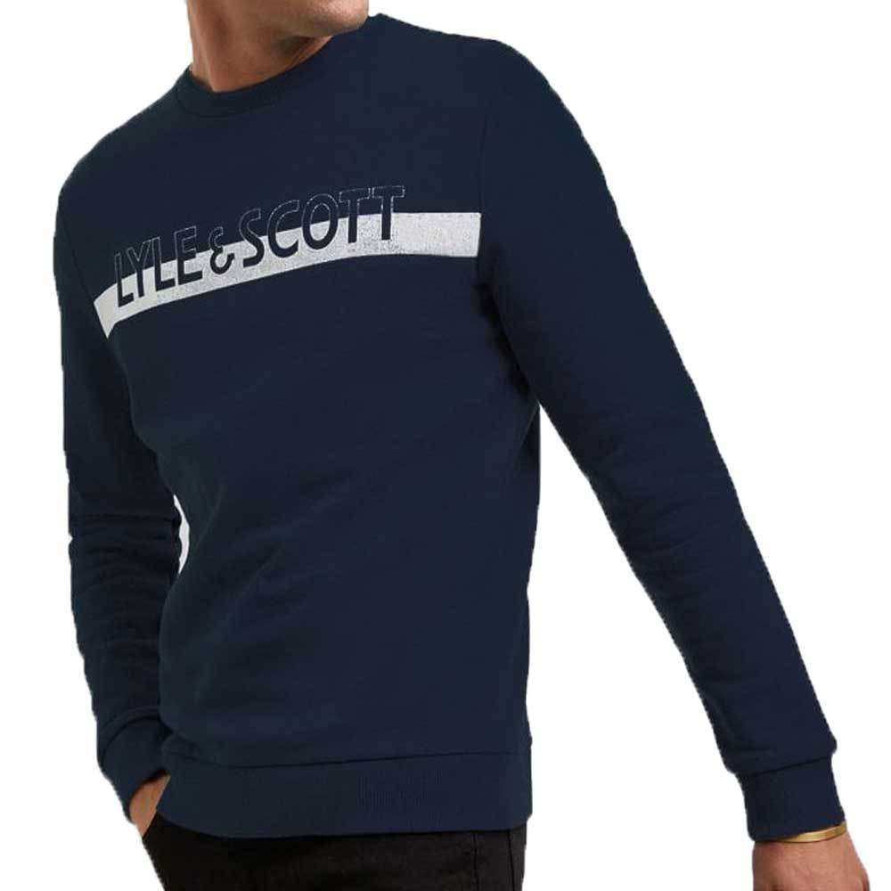 Lyle And Scott Logo Crew Neck Sweatshirt Navy ML1111V