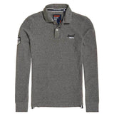 Superdry Classic Long Sleeve Pique Polo Shirt -  Hammer Grey Grit - so-ldn