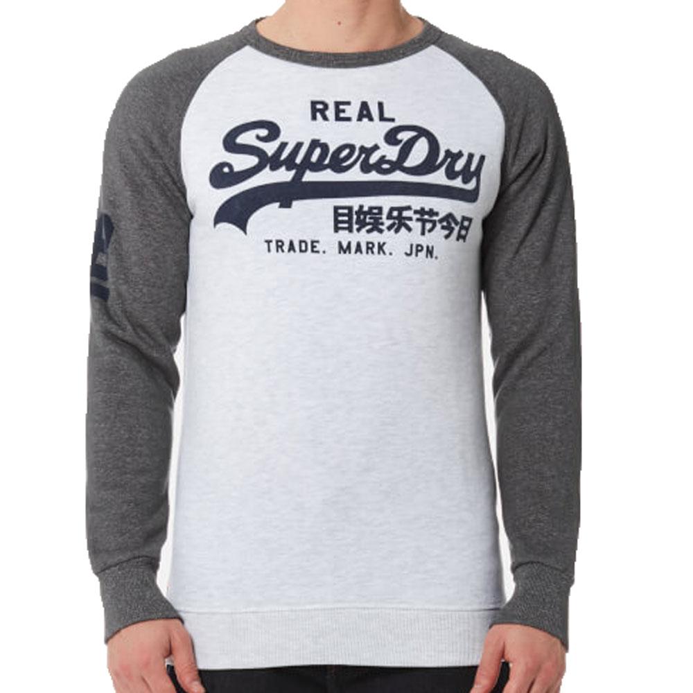 Superdry Mens Vintage Raglan Sweatshirt Ice Marl Grey