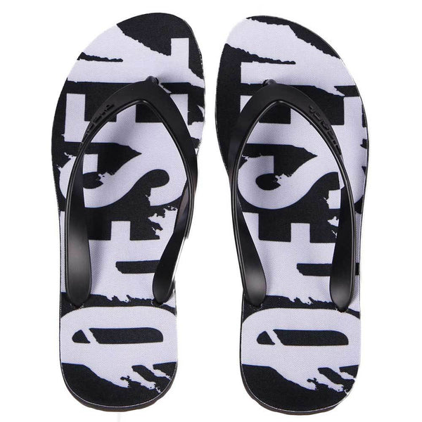 Diesel Splish Flip Flops Sandals - Black / White - so-ldn