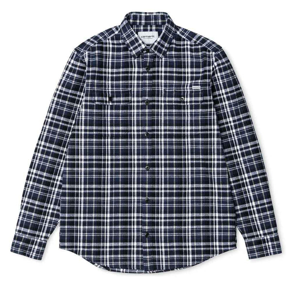 Carhartt L/S Stinson Check Shirt - Blue - so-ldn