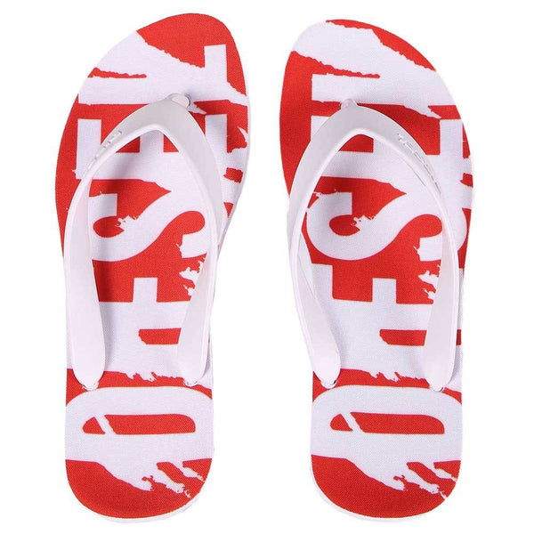 Diesel Splish Flip Flops Sandals - Red / White - so-ldn