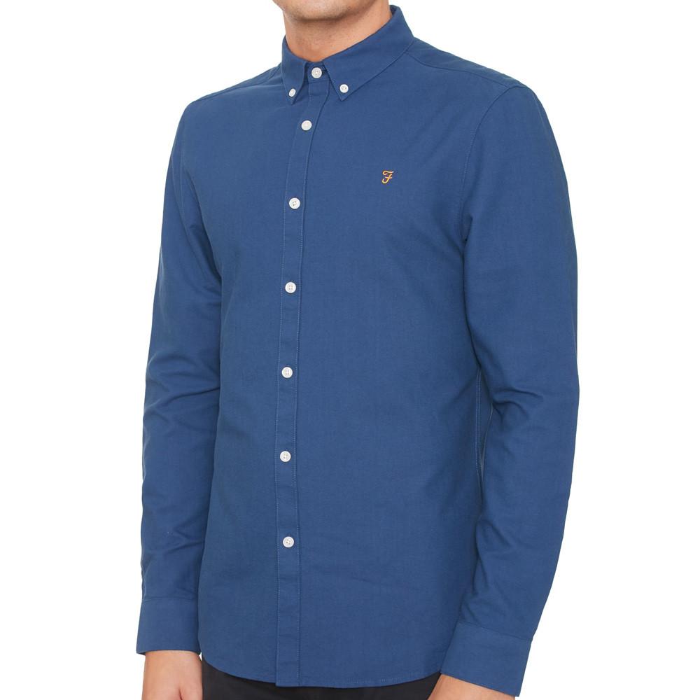 Farah Men's Brewer Slim Fit Oxford Shirt - Regatta Blue - so-ldn