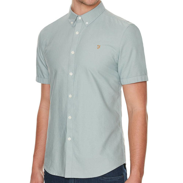 Farah Brewer Pine Green Short Sleeve Slim Fit Shirt - so-ldn