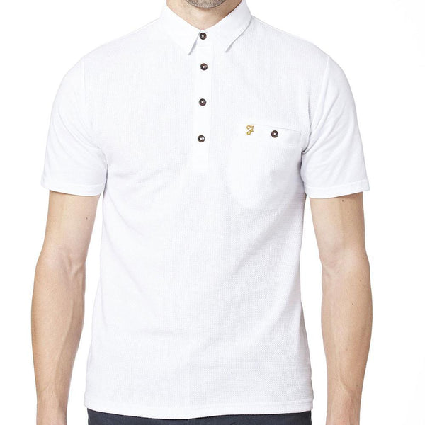 Farah Lester Short Sleeve Polo Shirt - White - so-ldn