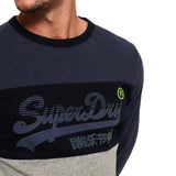 Superdry Men's Vintage Logo Panel Crew Sweatshirt - Shadow Cast Navy Marl - so-ldn