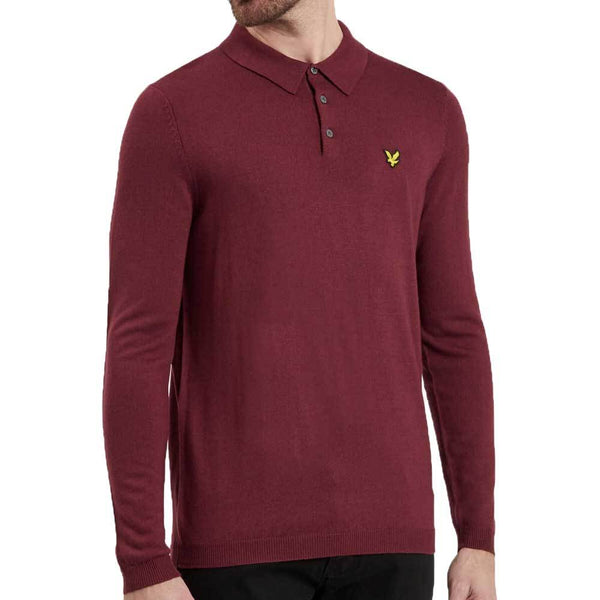 Lyle And Scott Knitted Polo Shirt - Claret Jug - so-ldn